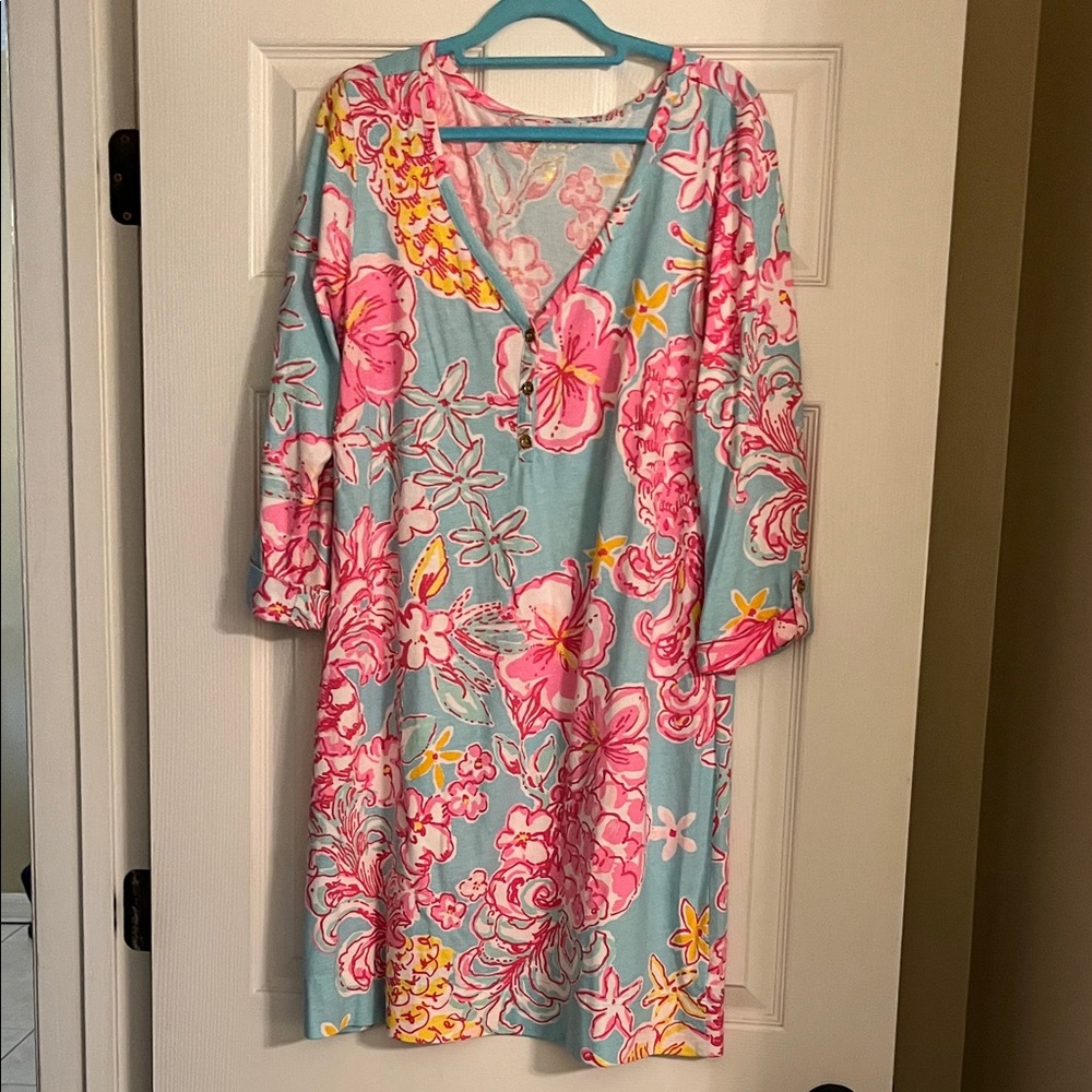 Lilly Pulitzer Floral Dress in Pink and Blue